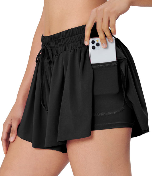 2-in-1 Butterfly Flowy Short